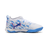 PUMA Ultra 6 Match KidSuper X CP TT+ Mid Turf Youth Soccer Cleats - White/Pink/Blue