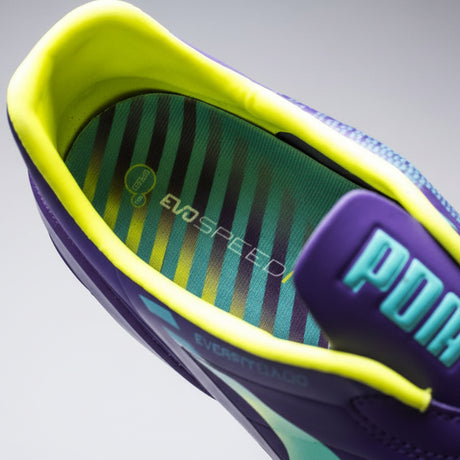 PUMA Evospeed 1.3 FG Firm Ground Soccer Cleats - Prism Violet/Fluro Yellow/Scuba Blue