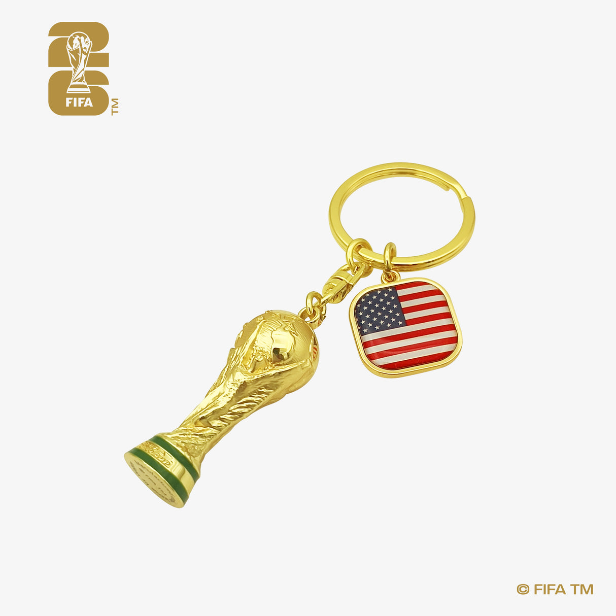 FIFA World Cup 2026 3D Trophy Keychain With Country Flag - USA