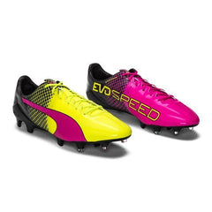 Botas de fútbol para terreno firme PUMA Evospeed 1.5 Tricks FG rosa brillante/amarillo de seguridad