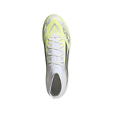 Tacos de fútbol adidas F50 Sparkfusion Pro Mid Cut FG/AG para mujer - Blanco/Hierro/Amarillo