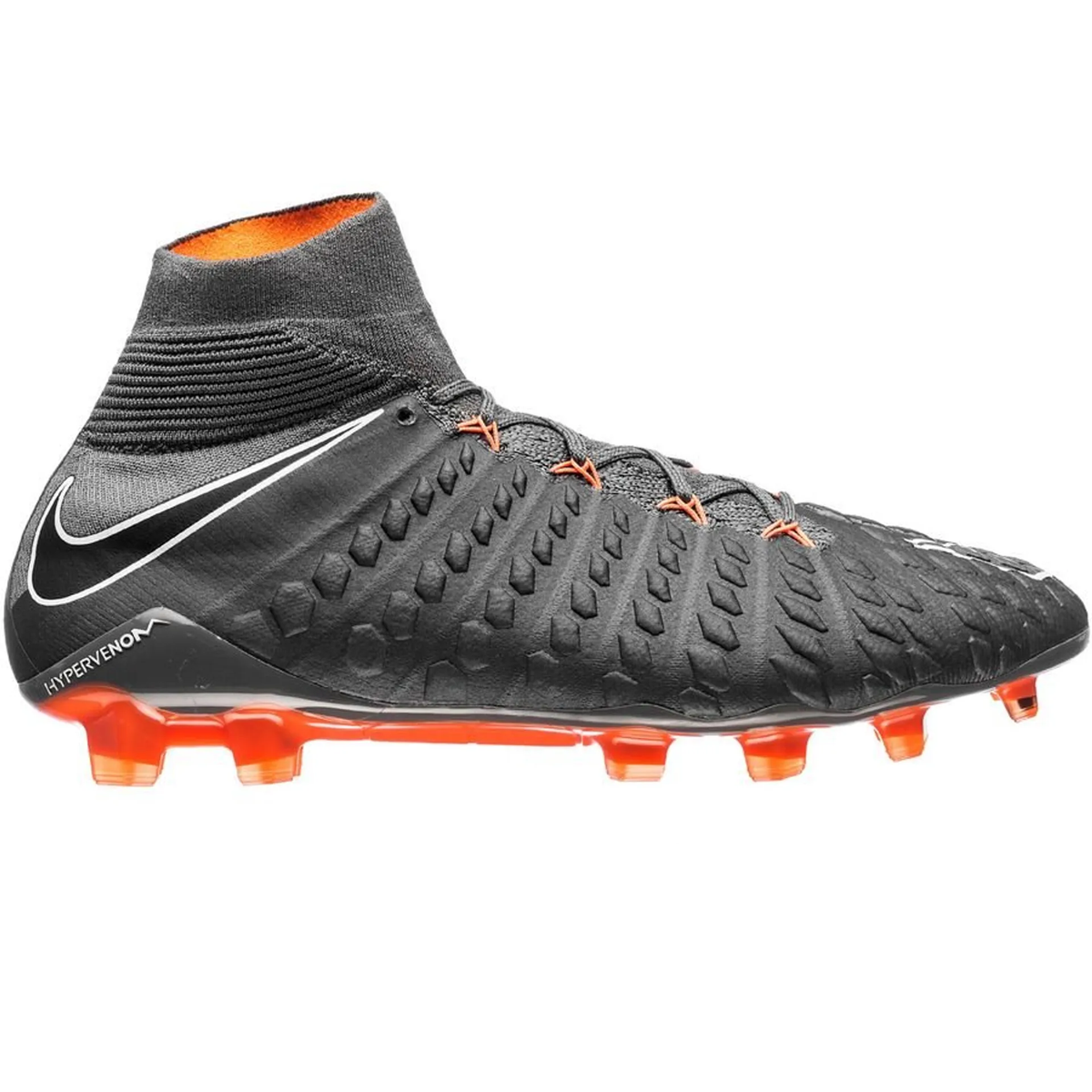 Nike Hypervenom Phantom 3 Elite DF FG/AG Multi-Ground Soccer Cleats - Dark Grey/Total Orange/White
