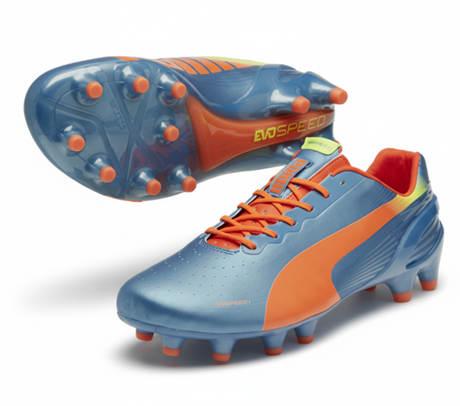 PUMA Evospeed 1.2 FG Firm Ground Soccer Cleats -Blue/Peach/Yellow