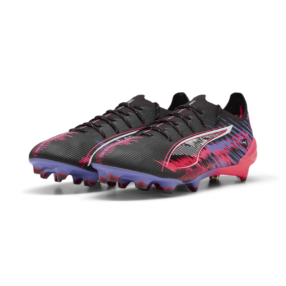 PUMA Ultra 5 Ultimate F1 FG - Botas de fútbol para terreno firme, color negro y blanco