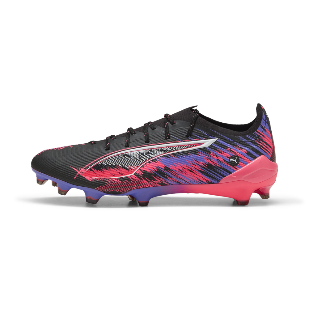 PUMA Ultra 5 Ultimate F1 FG - Botas de fútbol para terreno firme, color negro y blanco