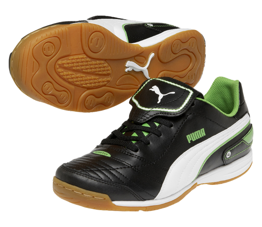 PUMA Esito Finale IT Indoor Soccer Shoes - Black/White/Green