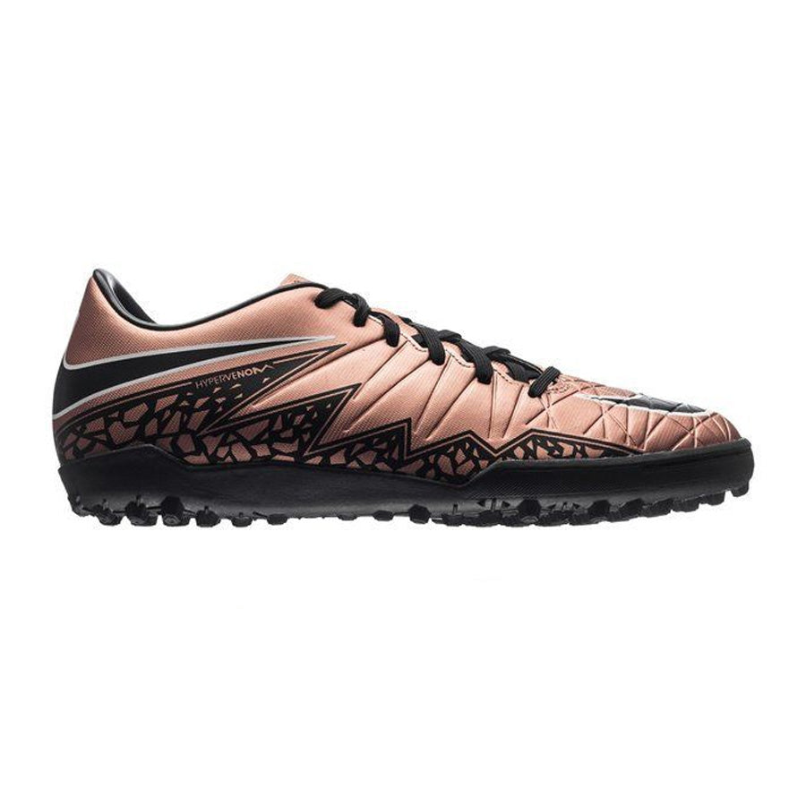 Nike HyperVenom Phelon II TF Turf Soccer Cleats - Metallic Red/Bronze/Black/Green Glow