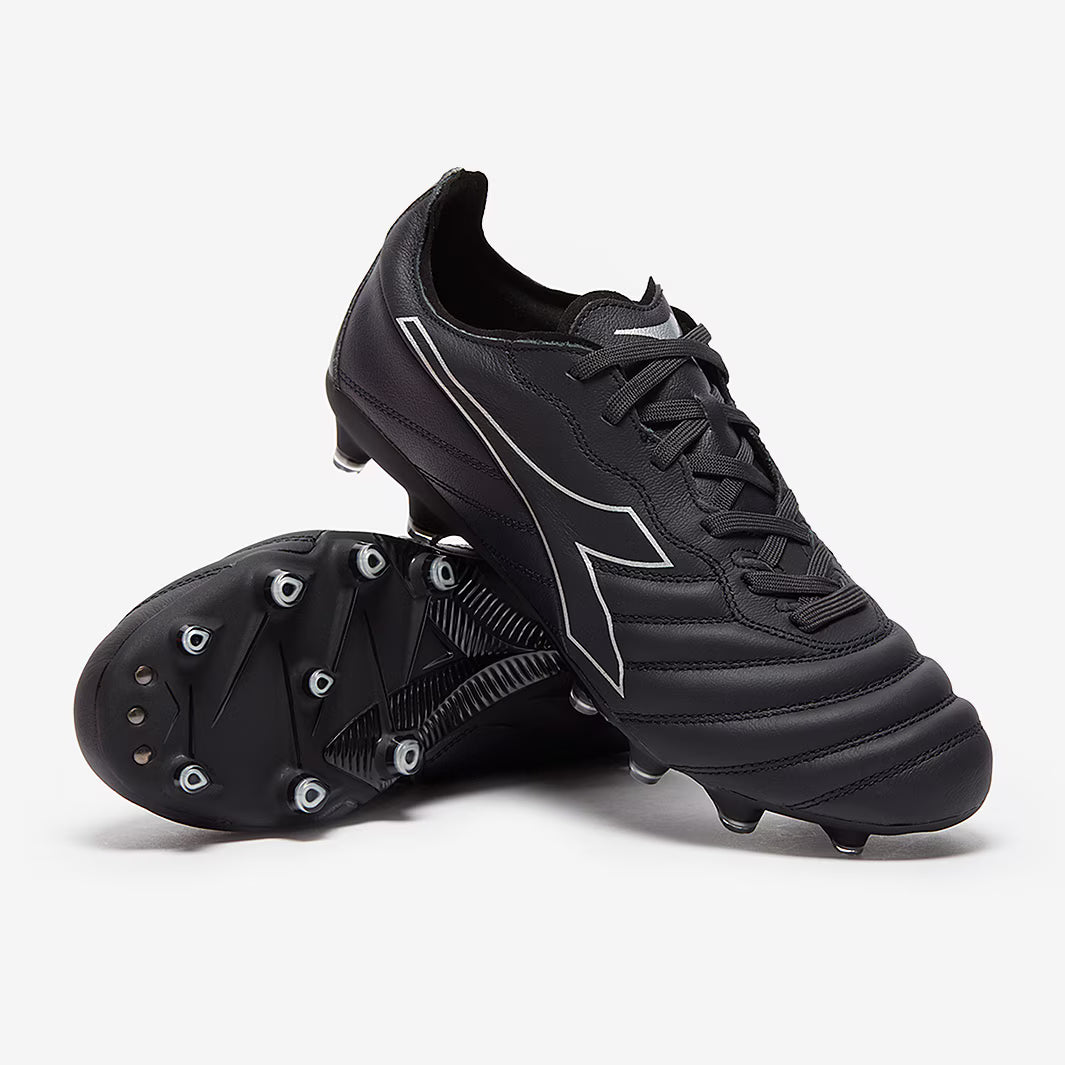 Diadora Brasil Elite LT LP 12 Firm Ground Soccer Cleats - Anthracite/Black/Silver