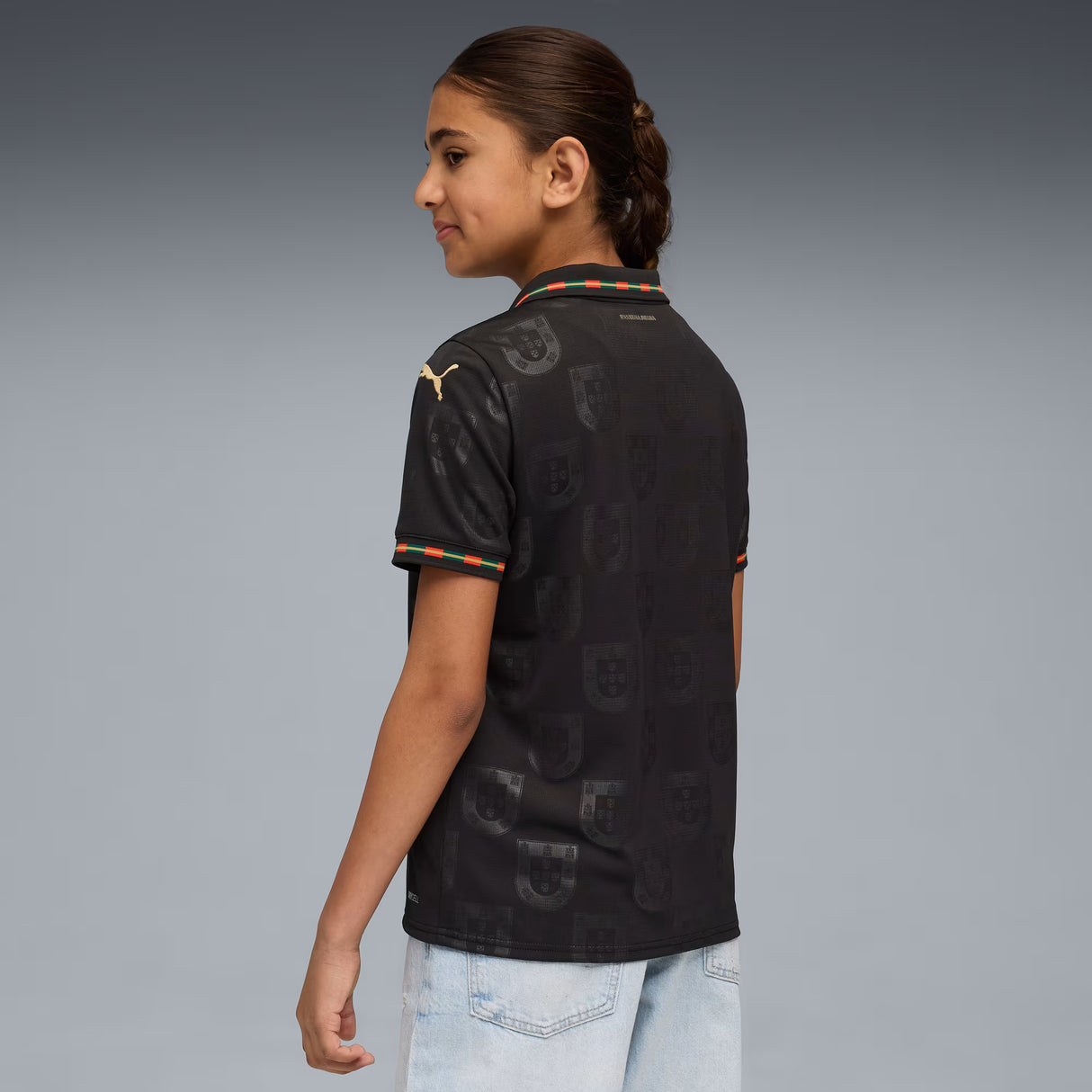 PUMA Portugal Special Edition Youth Soccer Jersey 25/26- Black/Gold