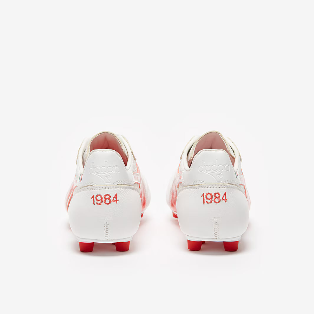 Diadora Brasil Made in Italy OG LT MDU FG Firm Ground Soccer Cleats - White/Milano Red