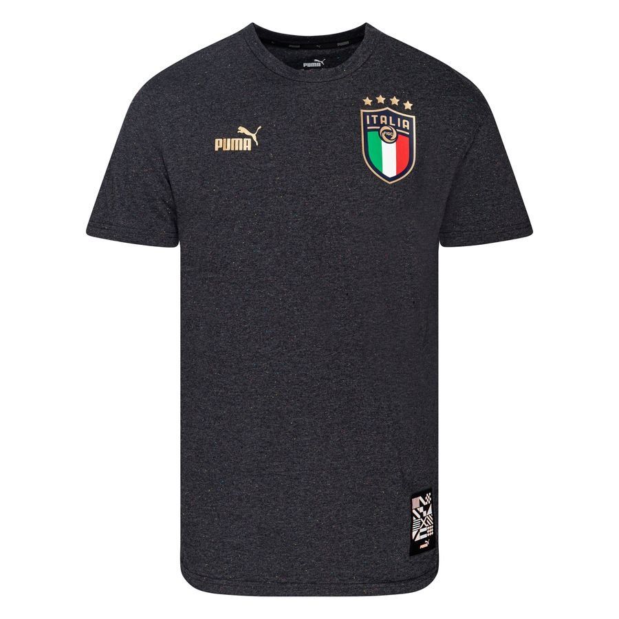 PUMA Italy FTBL Culture Tee - Gris Oscuro Jaspeado/Oro