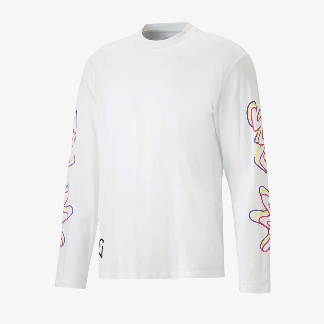 PUMA Neymar JR Creativity Long Sleeve T-Shirt White/Fluo Yellow Limited Edition
