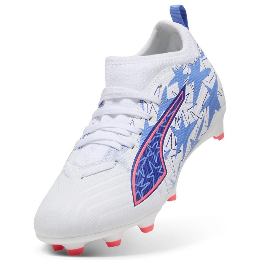 PUMA Ultra 6 Match FG/AG Christian Pulisic X Kidsuper FG/AG Youth Soccer Cleats - White/Pink Lilac/Dusky Blue