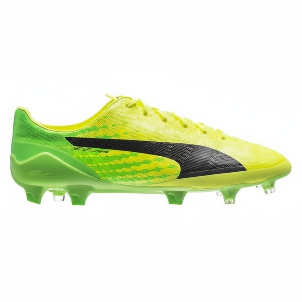 PUMA Evospeed 17 SL FG Firm Ground Soccer Cleats - Safety Yellow/Black/Green Gecko