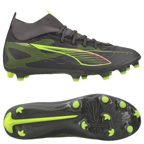 PUMA 5 Match + FG/AG Women's Firm/Multi-Ground Soccer Cleats - Matte Aged Silver/Yellow Alert/Aged Silver