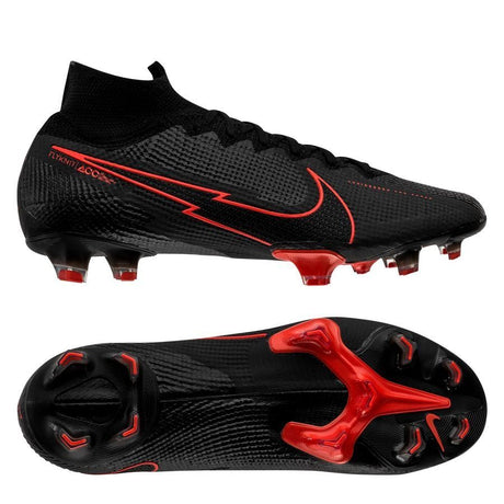 Nike Mercurial Superfly 7 Elite FG Firm Ground Men's Soccer Cleats - Black/Chile Red/Dark Smoke Grey