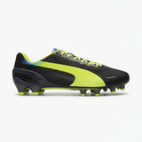 PUMA Evospeed 1.2 FG Firm Ground Soccer Cleats - Black/Fluo Yellow/Brilliant Blue