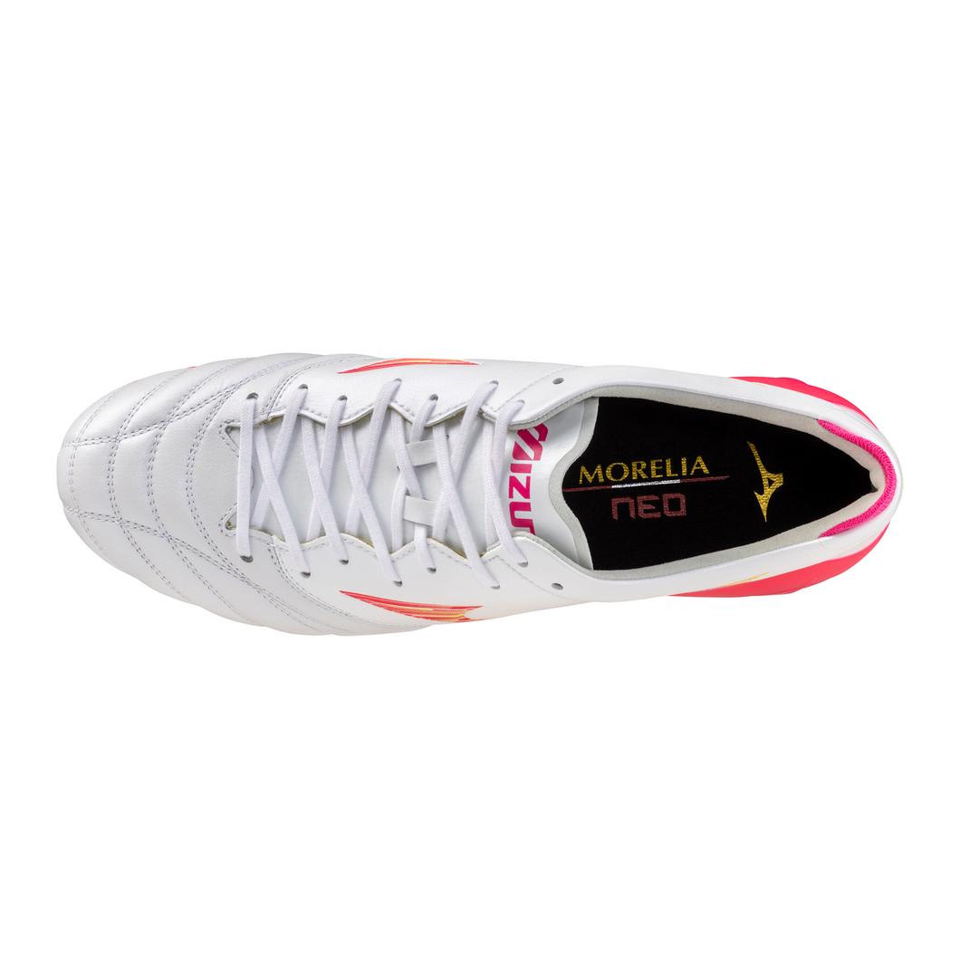 Mizuno Morelia Neo IV Elite FG Firm Ground Soccer Cleats - White/Pink