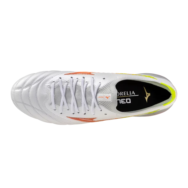 Mizuno Morelia Neo V Beta Japan FG Men's Soccer Cleats - White/Orange