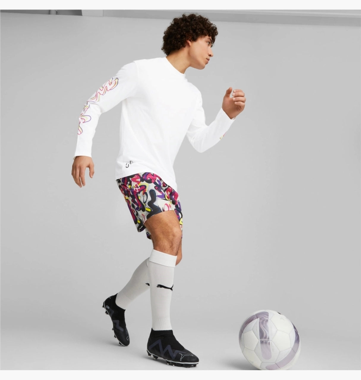 PUMA Neymar JR Creativity Long Sleeve T-Shirt White/Fluo Yellow Limited Edition