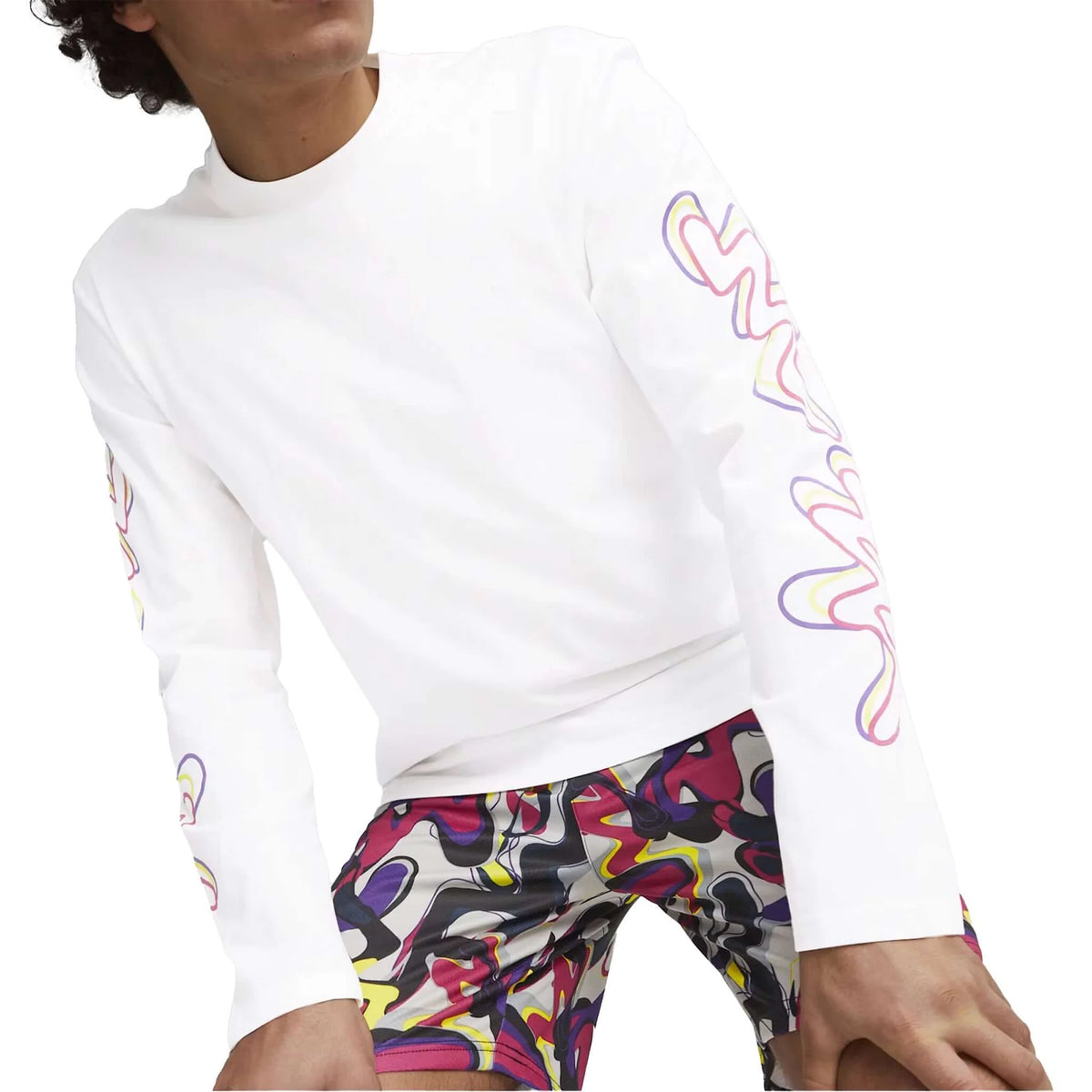 PUMA Neymar JR Creativity Long Sleeve T-Shirt White/Fluo Yellow Limited Edition
