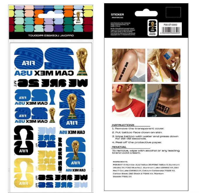 FIFA World Cup 2026 Host Countries Tattoo Sheet - US