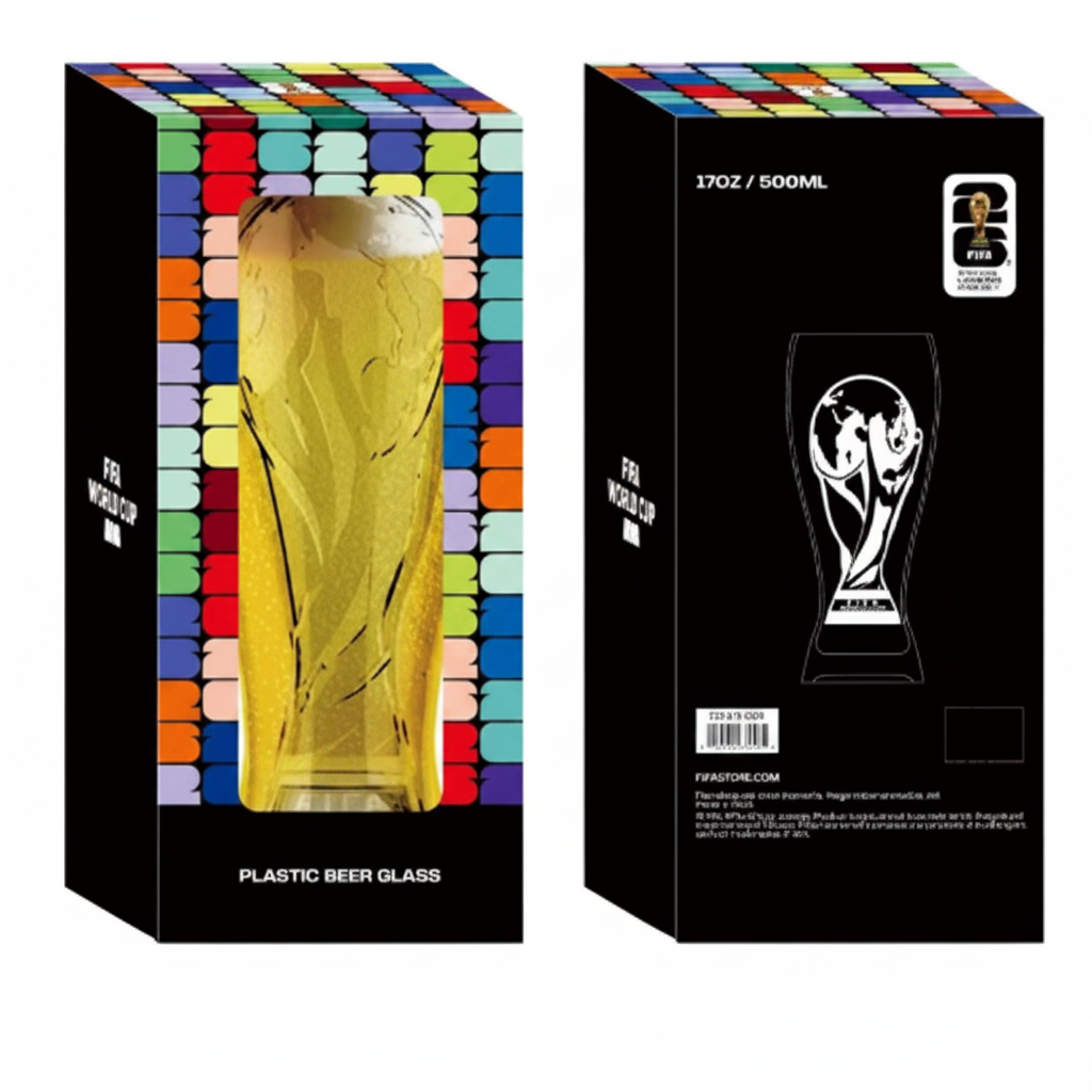 FIFA World Cup 2026 Embossed Trophy Plastic Beer Glass