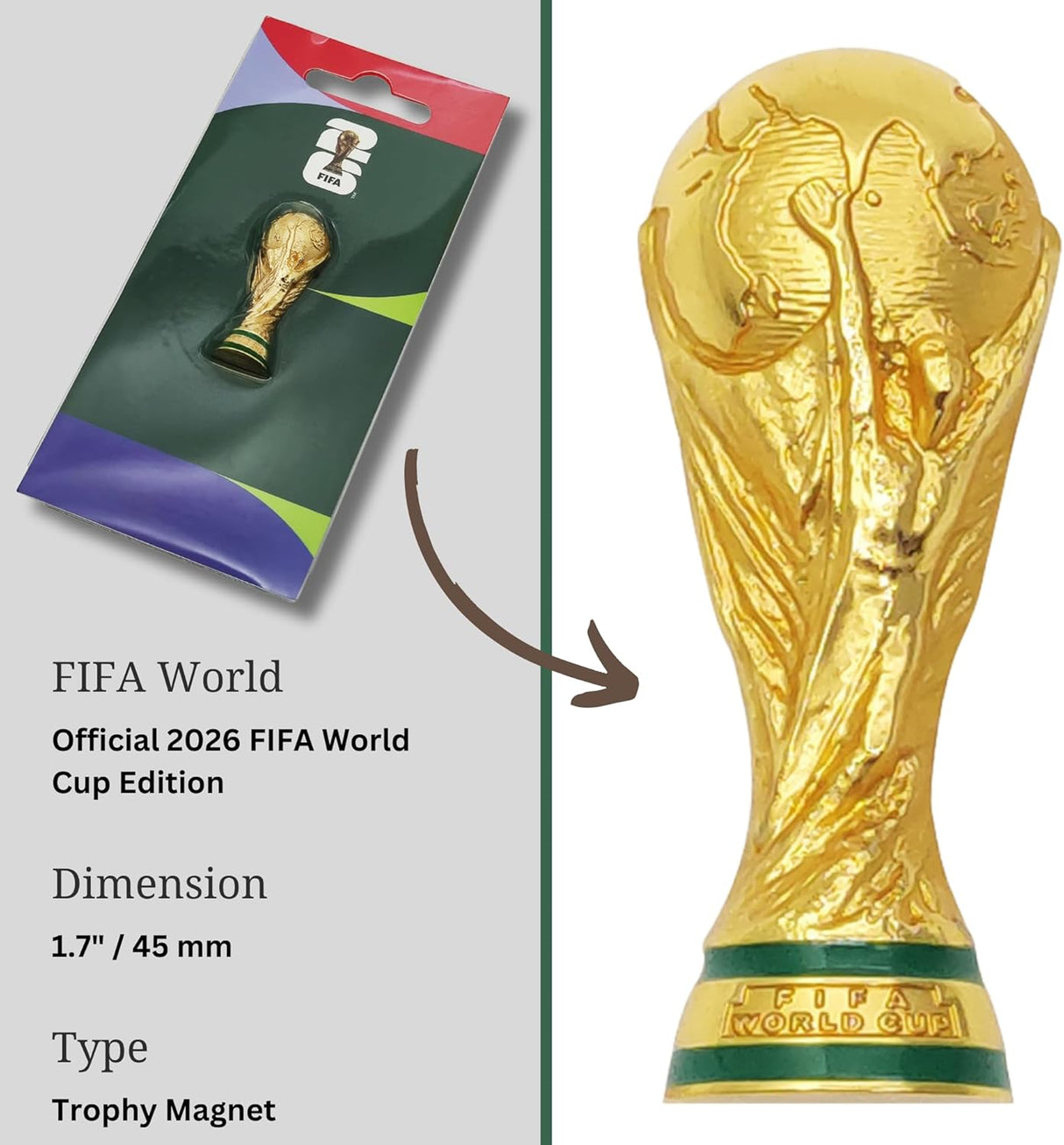 FIFA World Cup 2026 2.5D Trophy Magnet - 2Inch