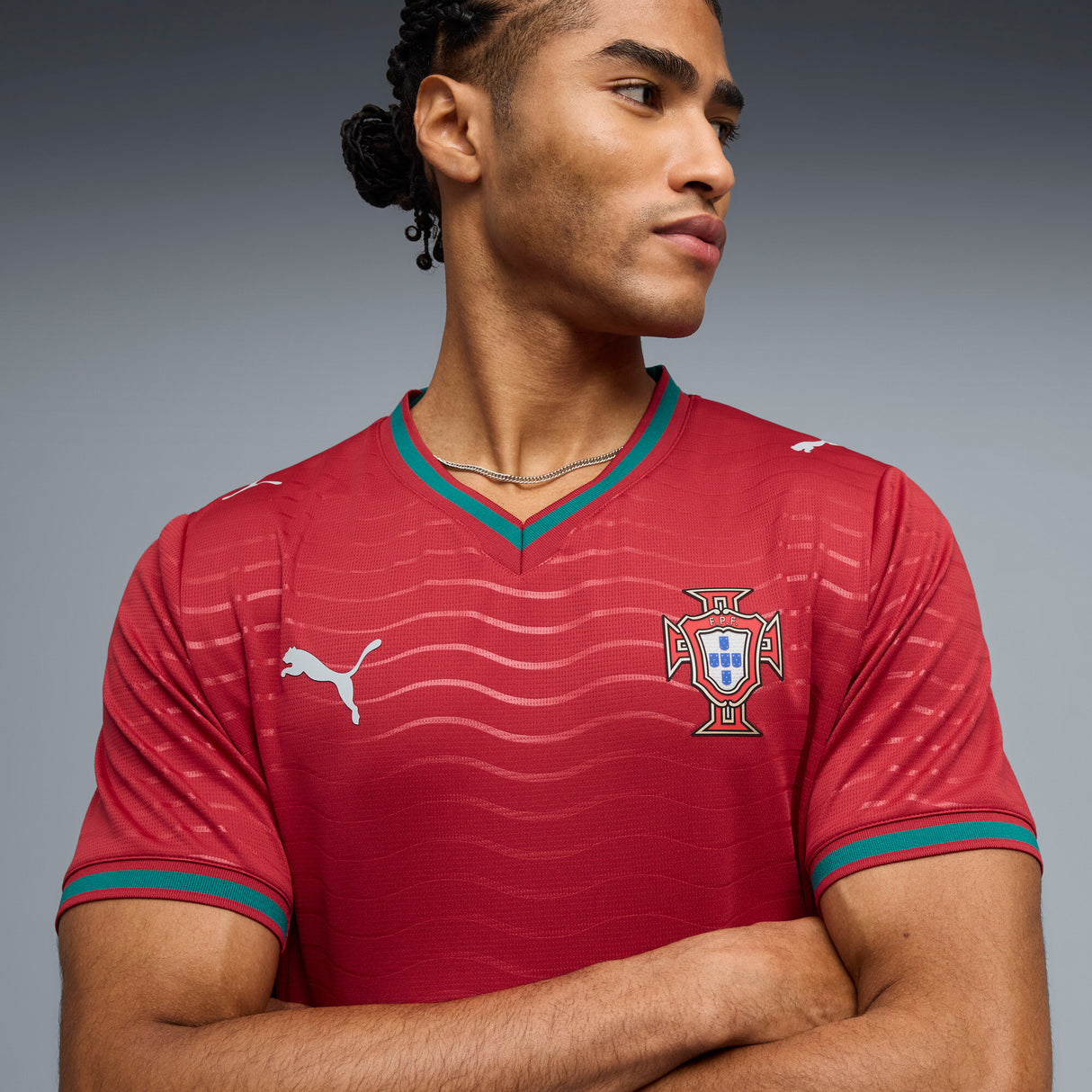 PUMA Portugal Home Men's Soccer Jersey 2026 - Red/Green Lagoon