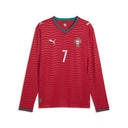 PUMA Portugal Home Long Sleeve Cristiano Ronaldo CR7 Men's Soccer Jersey - Red/Green Lagoon