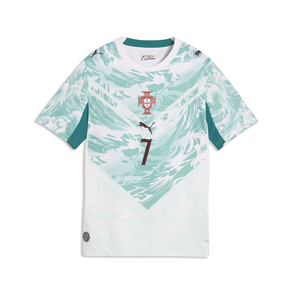 PUMA Portugal Away Ronaldo Youth Soccer Jersey - White/Green Lagoon