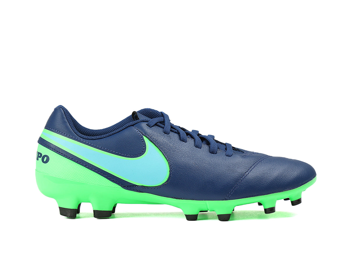 Nike Tiempo Genio II Leather FG Firm Groun Soccer Cleats - Coastal Blue/Green