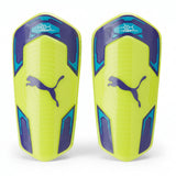 Espinilleras de fútbol PUMA Evopower 5 - Amarillo seguridad/Azul atómico