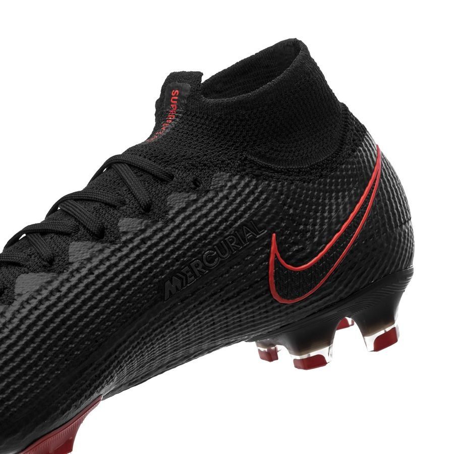 Nike Mercurial Superfly 7 Elite FG Firm Ground Men's Soccer Cleats - Black/Chile Red/Dark Smoke Grey