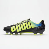 PUMA Evospeed 1.2 FG Firm Ground Soccer Cleats - Black/Fluo Yellow/Brilliant Blue