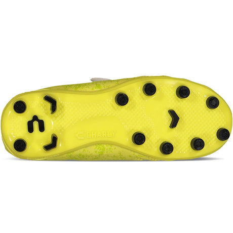 Botines de fútbol Charly Hotcross FG 2.0 para niños con suela firme - Limón/Negro
