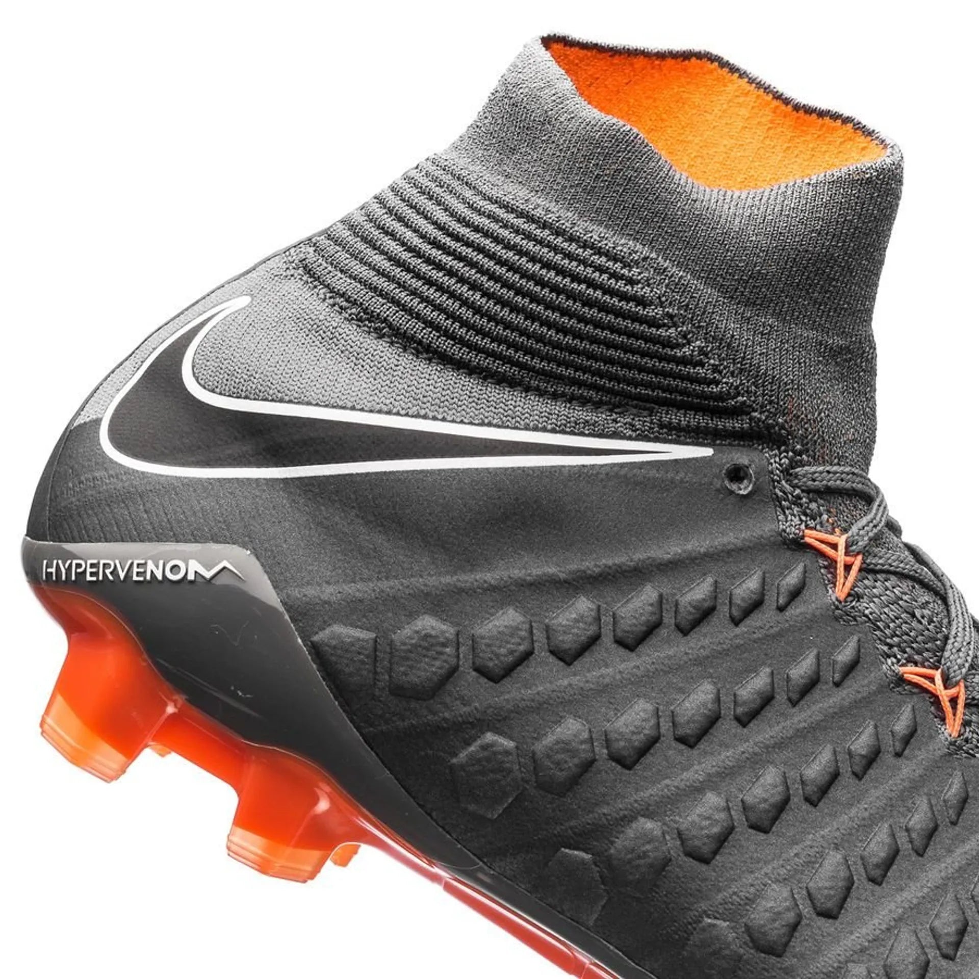 Nike Hypervenom Phantom 3 Elite DF FG/AG Multi-Ground Soccer Cleats - Dark Grey/Total Orange/White