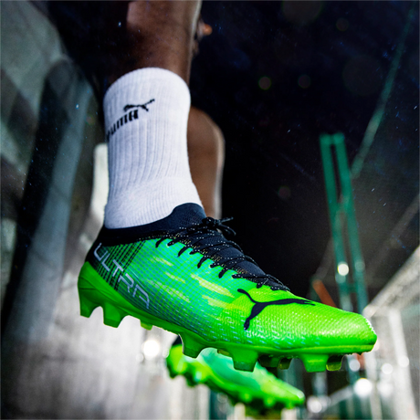 PUMA Ultra 1.3 FG/AG Botas de fútbol para terreno firme - Green Glare/Elektro Aqua/Spellbound