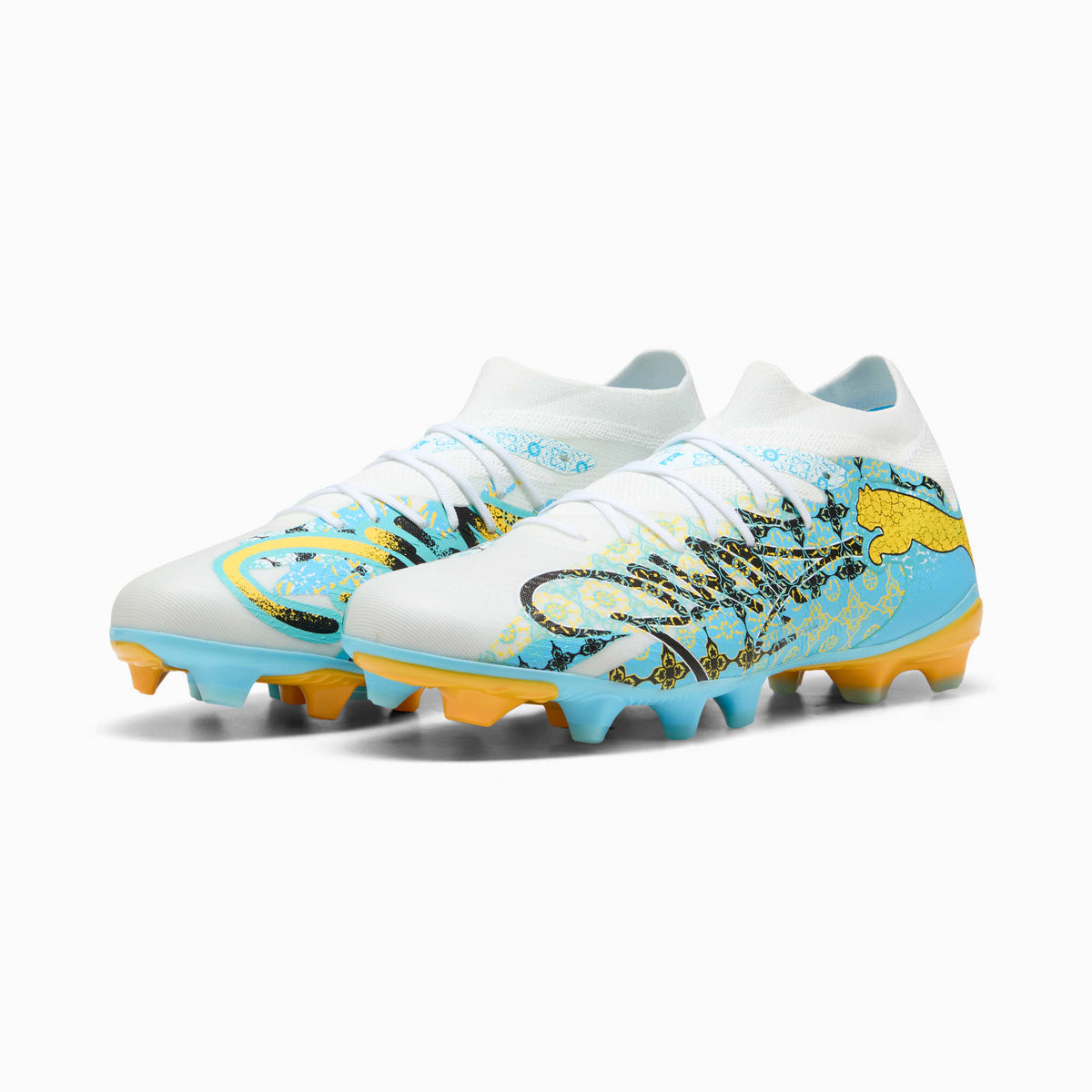 PUMA Future 9 Match Playmaker FG/AG Firm Ground/Artificial Ground Men's Soccer Cleats - White/Blue