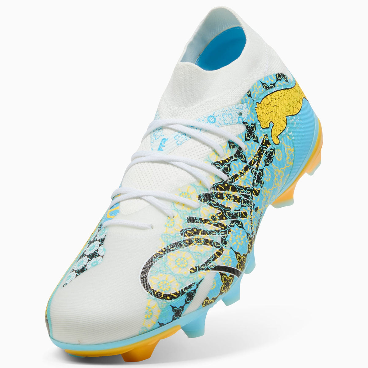 PUMA Future 9 Match Playmaker FG/AG Firm Ground/Artificial Ground Men's Soccer Cleats - White/Blue