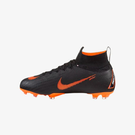 Nike JR Superfly 6 Elite FG Firm Ground Youth Soccer Cleats - Black/Total Orange/White