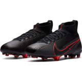Nike JR Superfly 7 Elite FG Firm Ground Youth Soccer Cleats - Black/Chile Red/Dark Smoke Grey/Chile Red