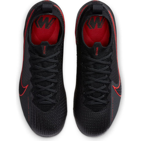 Nike JR Superfly 7 Elite FG Firm Ground Youth Soccer Cleats - Black/Chile Red/Dark Smoke Grey/Chile Red