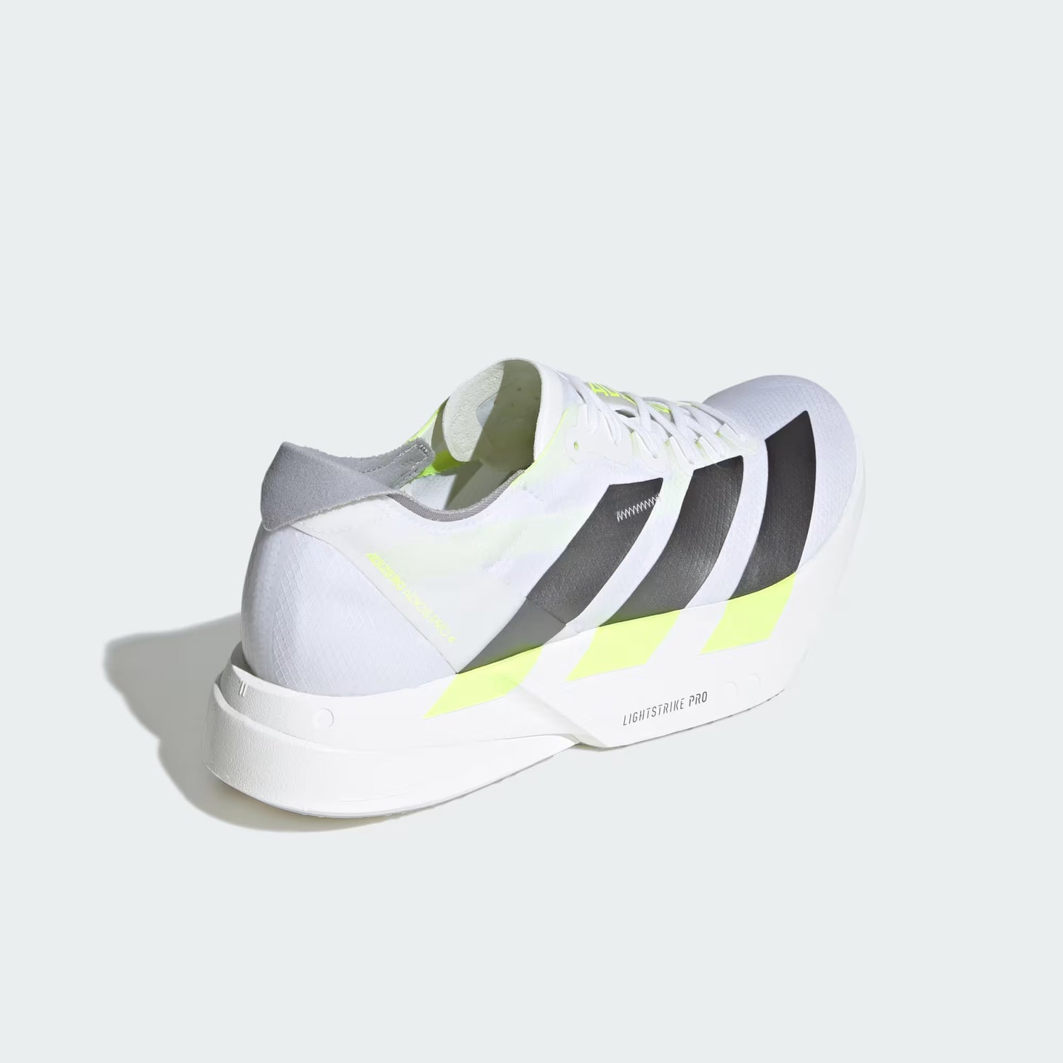 adidas Adizero Adios Pro 4 Shoes - Cloud White / Iron Metallic / Solar Yellow