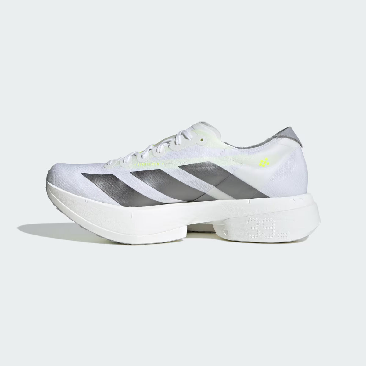 adidas Adizero Adios Pro 4 Shoes - Cloud White / Iron Metallic / Solar Yellow