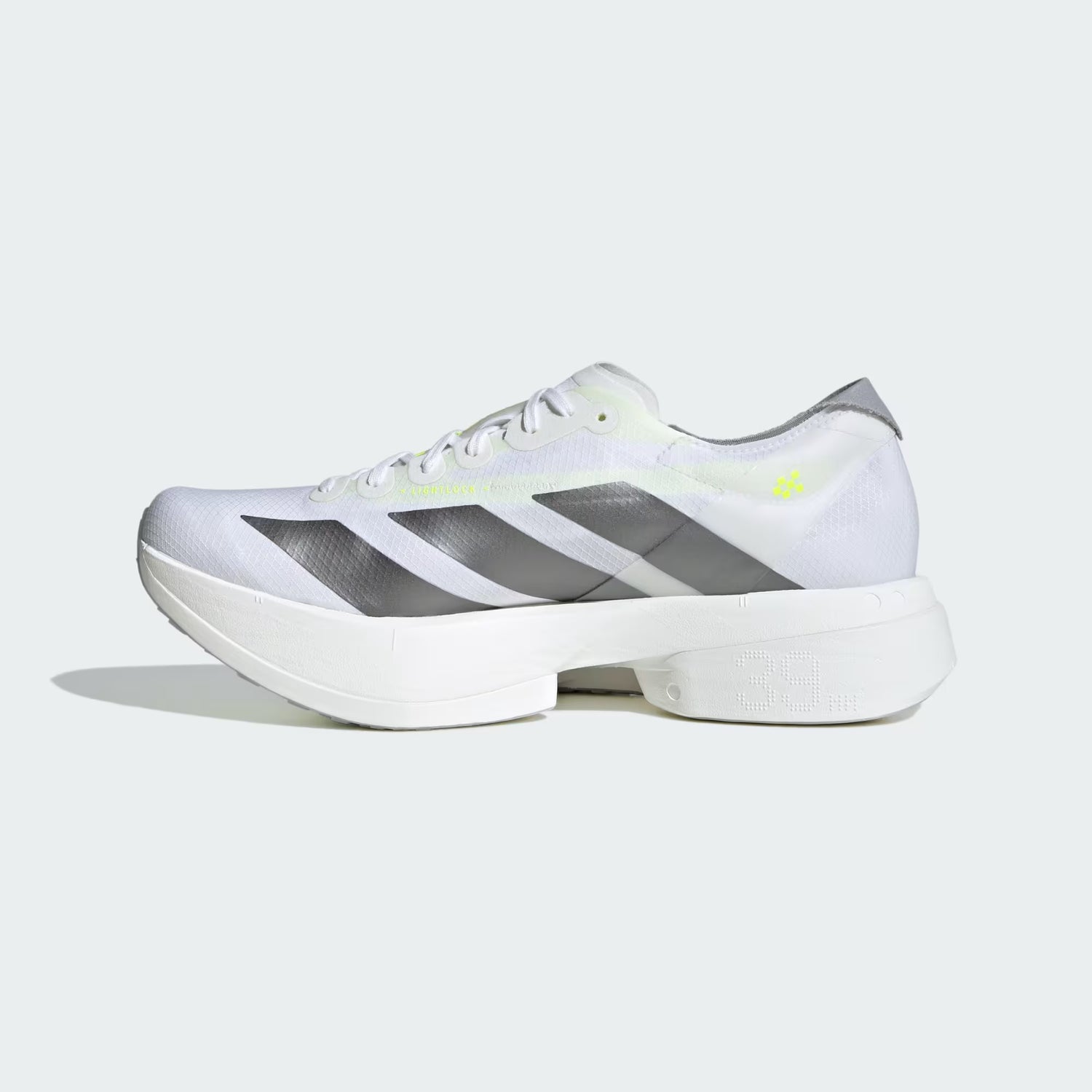 adidas Adizero Adios Pro 4 Shoes - Cloud White / Iron Metallic / Solar Yellow