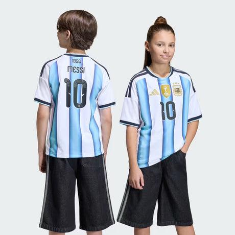 adidas Argentina Home 10 Messi Youth Soccer Jersey 26 - White/Blue