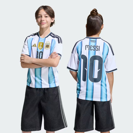 adidas Argentina Home 10 Messi Youth Soccer Jersey 26 - White/Blue