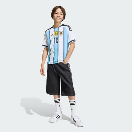 adidas Argentina Home 10 Messi Youth Soccer Jersey 26 - White/Blue