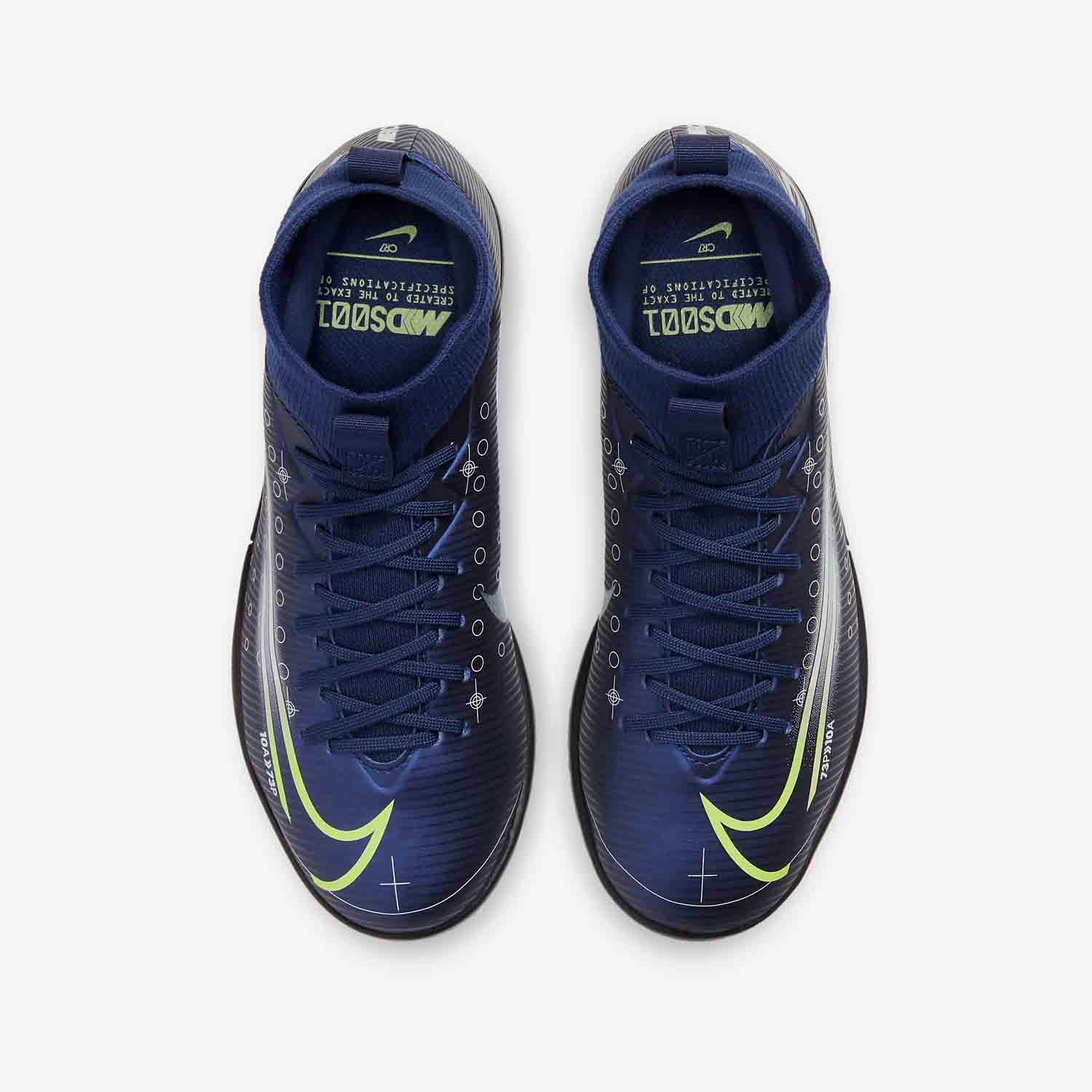 Nike JR Superfly 7 Academy IC Indoor Soccer Shoes - Blue Void/Barely Volt/White